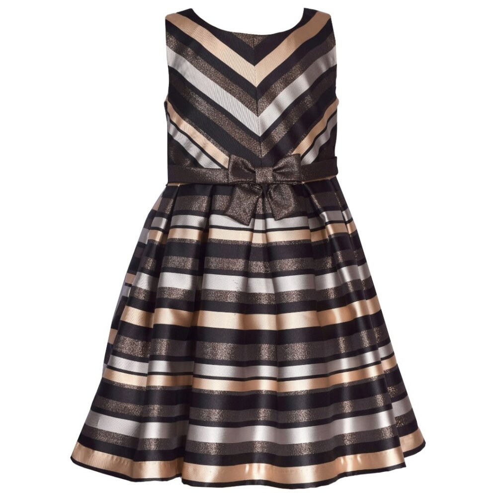 NEW Bonnie Jean Girls 4-16 Bronze Stripe Jacquard Dress